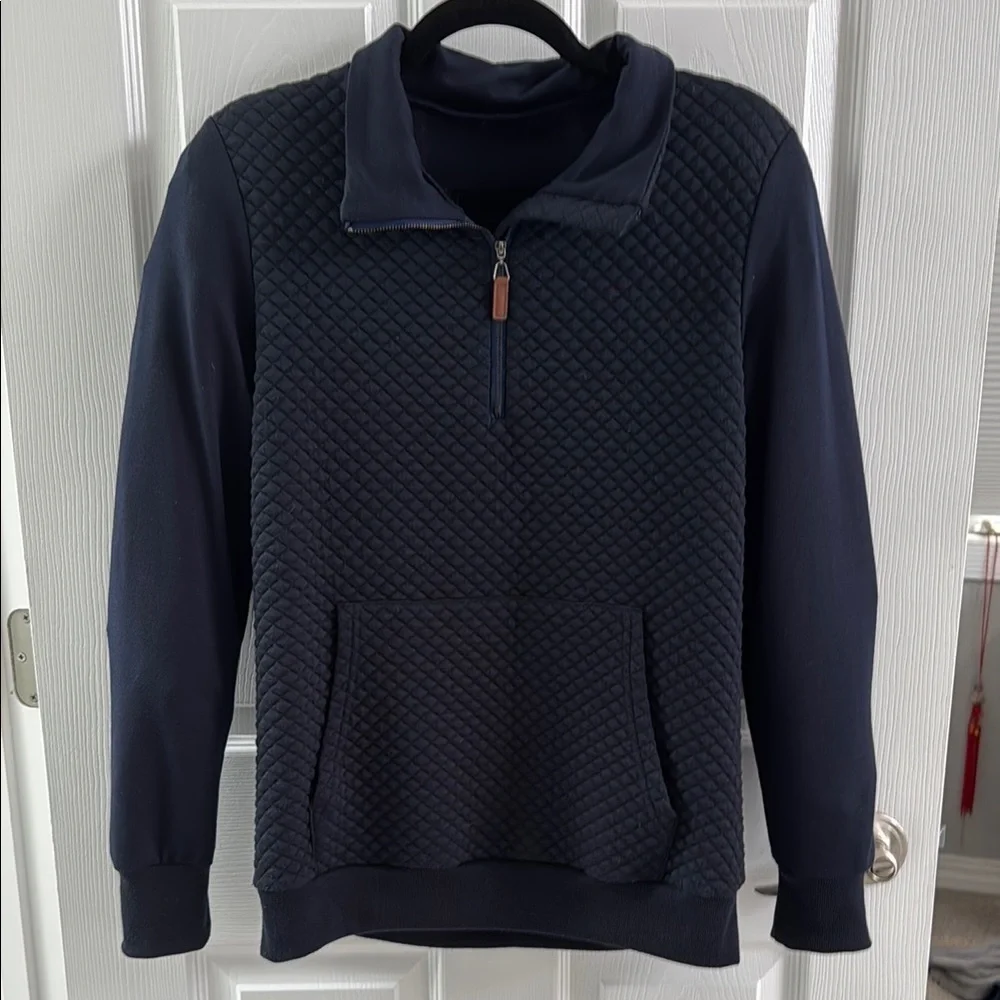 Amazon Blue Quilted Mock Neck Sweatshirt